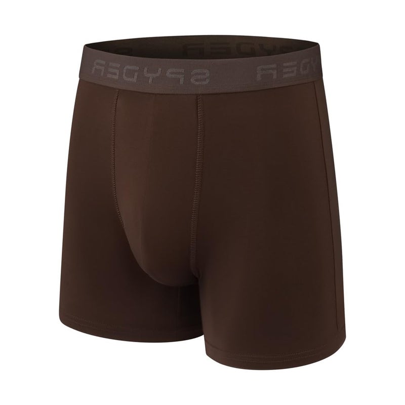 Spyder Mens Boxer Briefs 5 Pack Poly Spandex Performance Boxer Briefs Underwear (Brown/Grey/Green/Navy/Black, Medium) - Image 2