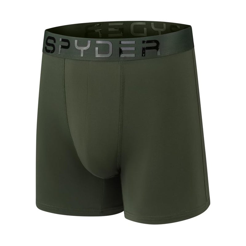 Spyder Mens Boxer Briefs 5 Pack Poly Spandex Performance Boxer Briefs Underwear (Brown/Grey/Green/Navy/Black, Medium) - Image 4