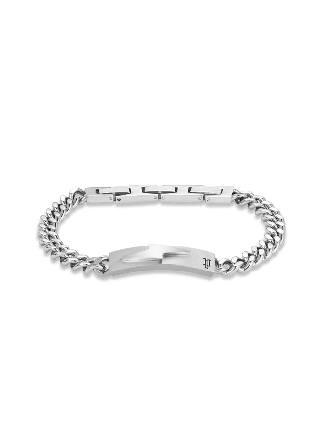 POLICE Strike Bracelet Sleek Plaque with P Logo and Lightning Motif for Bold, Unapologetic Style
