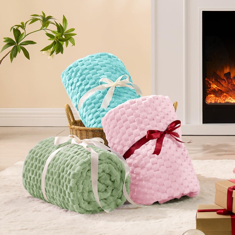 BEDELITE Fleece Blanket - 3D Jacquard Decorative Aqua Throw Blankets for Couch & Bed, Soft and Cozy Warm Plush Fluffy Blanket All Seasons Suitable, 50x60Inches - Image 5