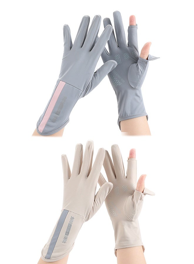 GIFT 2 pcs Women's Gloves Driving Gloves Non-slip Sun Protection Summer UV Protection Sports Gloves - Image 1