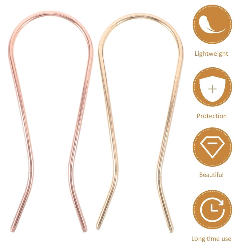 Alipis 3pcs Metal U-shaped Hair Forks Hair Pins for Women Styling Accessories French Updo Clips Buns Zinc Alloy - Image 3