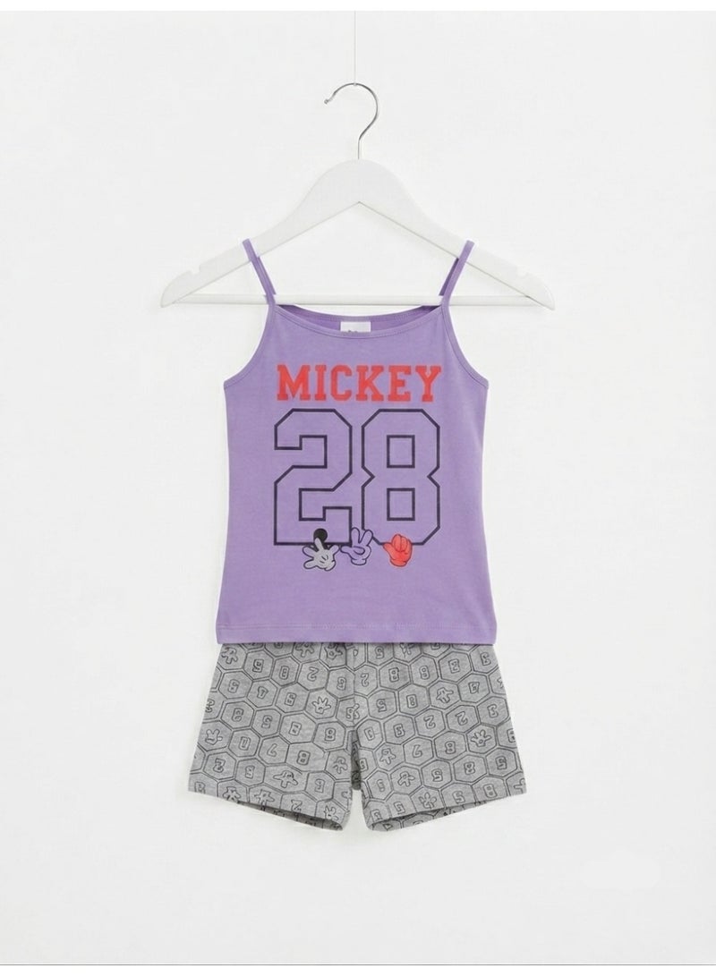 Mickey Kids Mickey Mouse Print Camisole and Shorts Set - Purple/Grey - Image 3