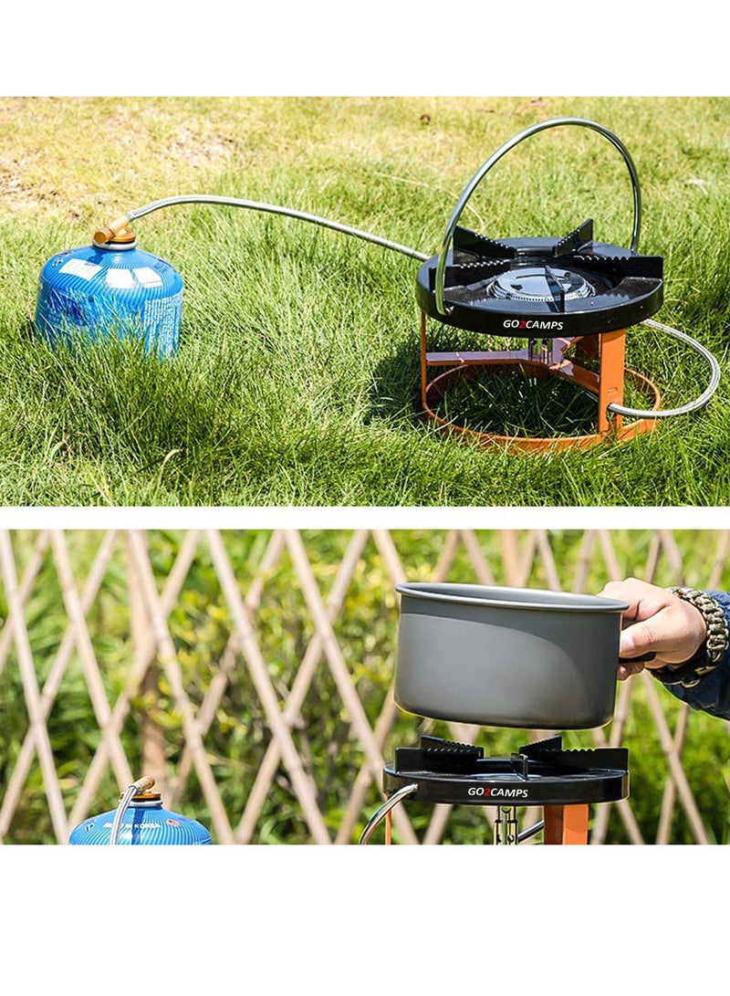 جو تو كامبس مواقد التخييم الخارجية من نوع سبليت | مواقد تخييم البوتان غازات مسطحة رؤوس خزانات برغي فرن غاز مواقد نزهة محمولة مع محول | مواقد الغازات المنقسمة خرطوم 1 متر مع موصل - Image 5