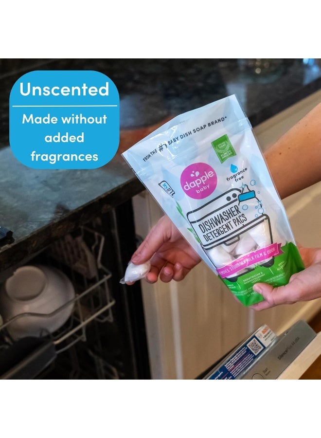 Dapple Dishwasher Detergent Pacs Baby, 25 Count Pouch (Pack of 2), Fragrance Free, Plant Based & Hypoallergenic Dishwasher Pods - Image 3