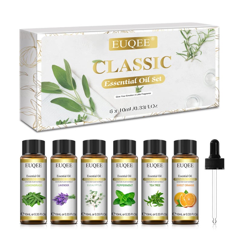 EUQEE Holiday Island Fragrance Oil Gift Set of 6 Summer Fragrance Essential Oils Set for Humidifier, Aromarathepy - 10ml - Pineapple, Coconut, Sea Breeze, Bubble Gum, Bay Rum, Marshmallow - Image 1
