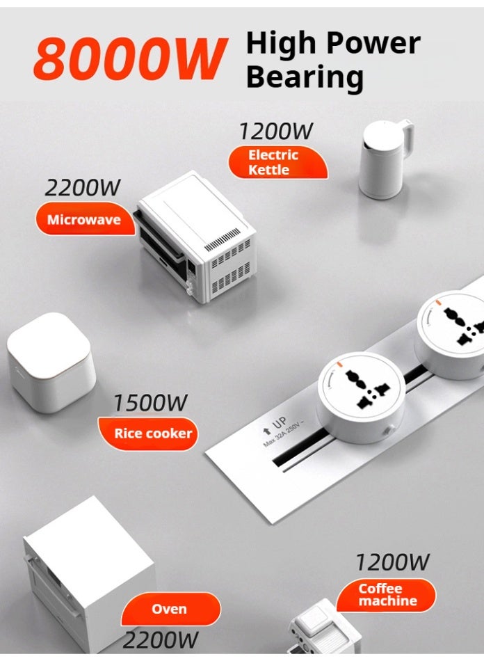 Recessed-mounted replaceable track socket·60cm track·Black + multi-function adapters x 3 + USB adapter x 1 - Image 4