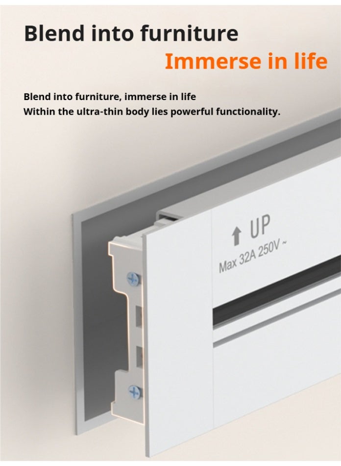 Recessed-mounted replaceable track socket·60cm track·Black + multi-function adapters x 3 + USB adapter x 1 - Image 3