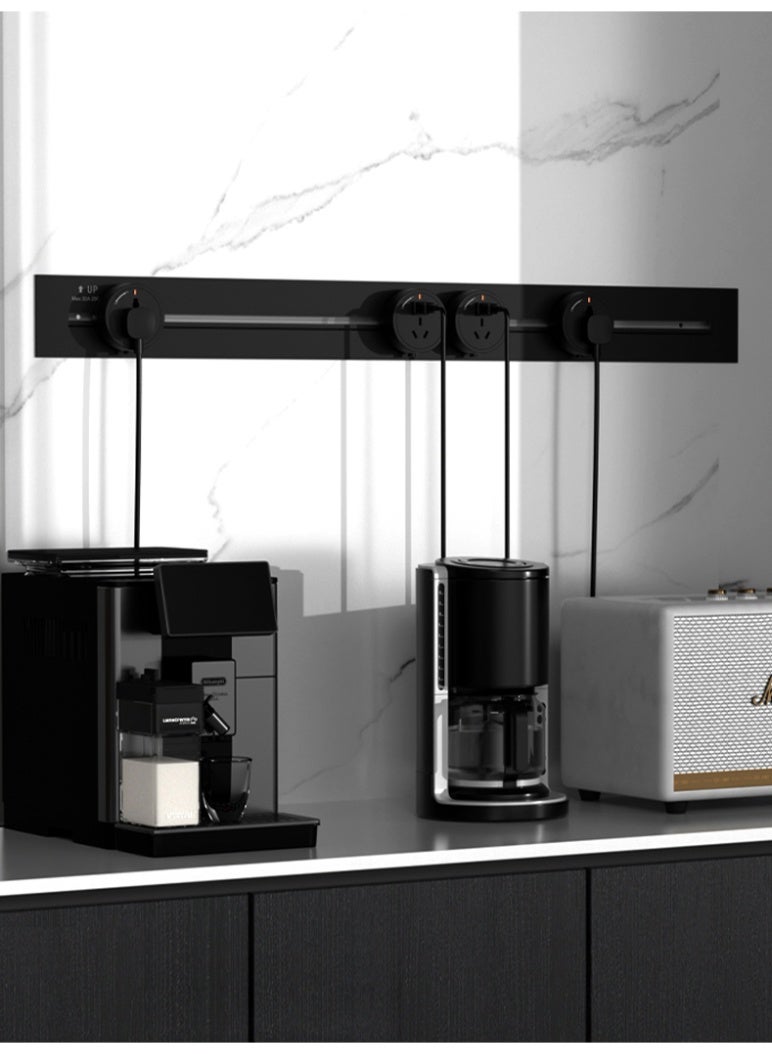 Recessed-mounted replaceable track socket·60cm track·Black + multi-function adapters x 3 + USB adapter x 1 - Image 2