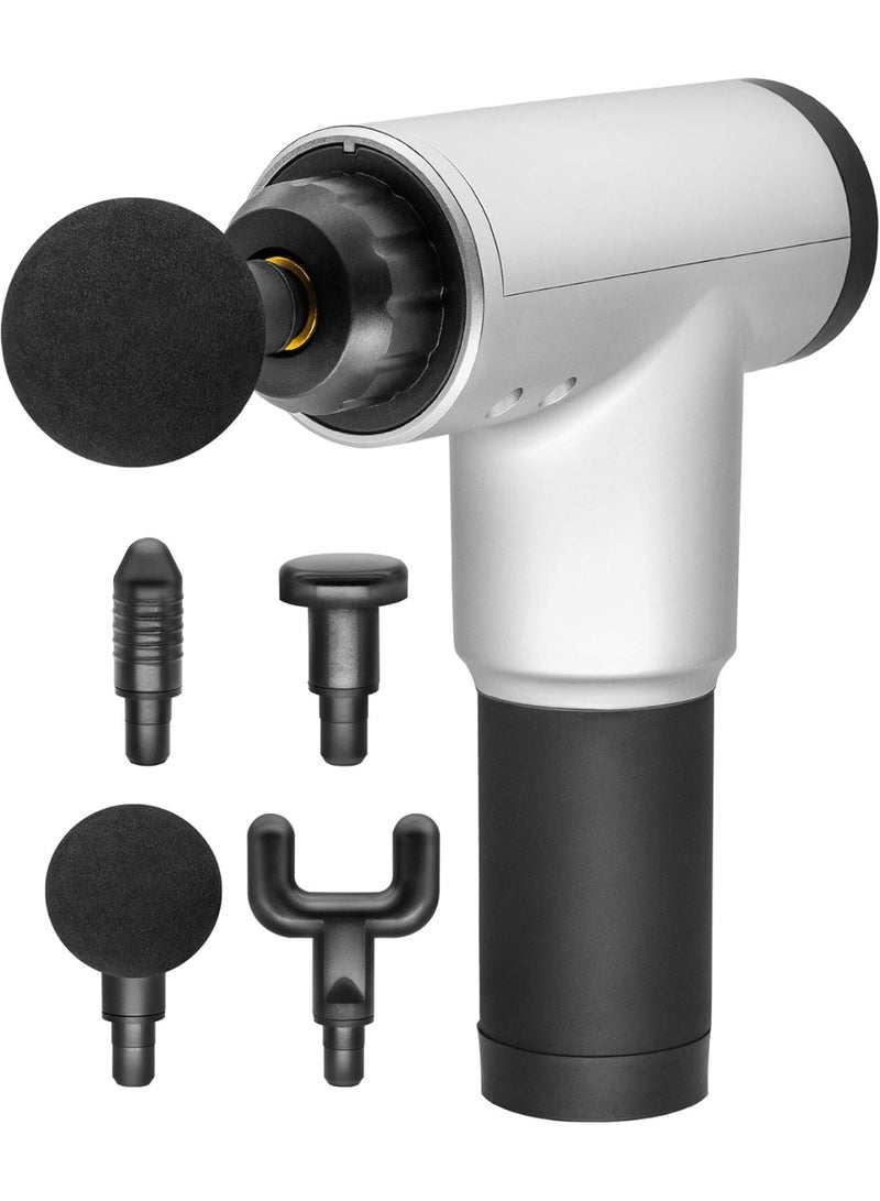 جهاز مساج العضلات الكهربائي الاحترافي – مسدس تدليك عميق للعضلات والأنسجة – مع رؤوس متعددة قابلة للتبديل – تخفيف آلام العضلات والإجهاد – مناسب للرياضة والاستشفاء والعلاج المنزلي – تصميم محمول وسهل الاستخدام - متعدد الالوان - Image 1