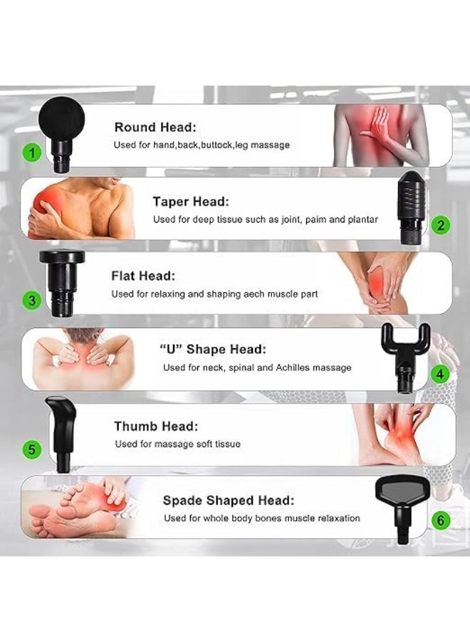 جهاز مساج العضلات الكهربائي الاحترافي – مسدس تدليك عميق للعضلات والأنسجة – مع رؤوس متعددة قابلة للتبديل – تخفيف آلام العضلات والإجهاد – مناسب للرياضة والاستشفاء والعلاج المنزلي – تصميم محمول وسهل الاستخدام - متعدد الالوان - Image 4