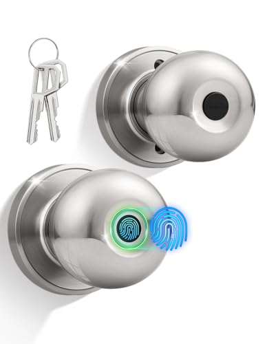 Tinewa Smart Door knob Fingerprint Smart Lock Biometric Door knob with App Control Great for BedroomsCloakroomApartments OfficesHotels Satin Nickel - Image 1