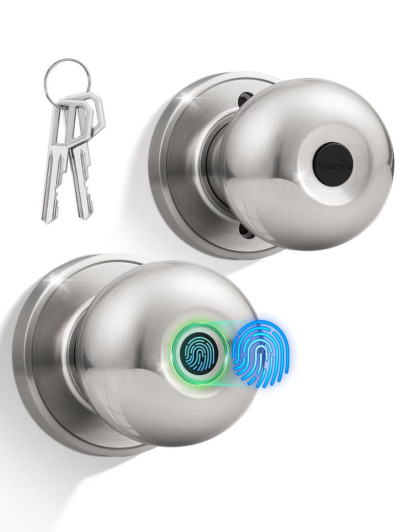 Tinewa Smart Door knob Fingerprint Smart Lock Biometric Door knob with App Control Great for BedroomsCloakroomApartments OfficesHotels Satin Nickel - Image 2