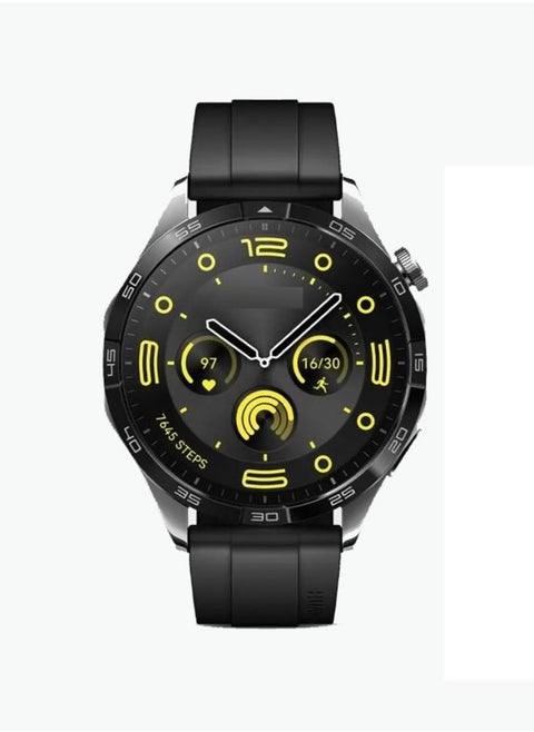 Modio MR70 Round Shape Smart Watch With 4 Pair Straps and Wireless Charger For Gents and Boys Black