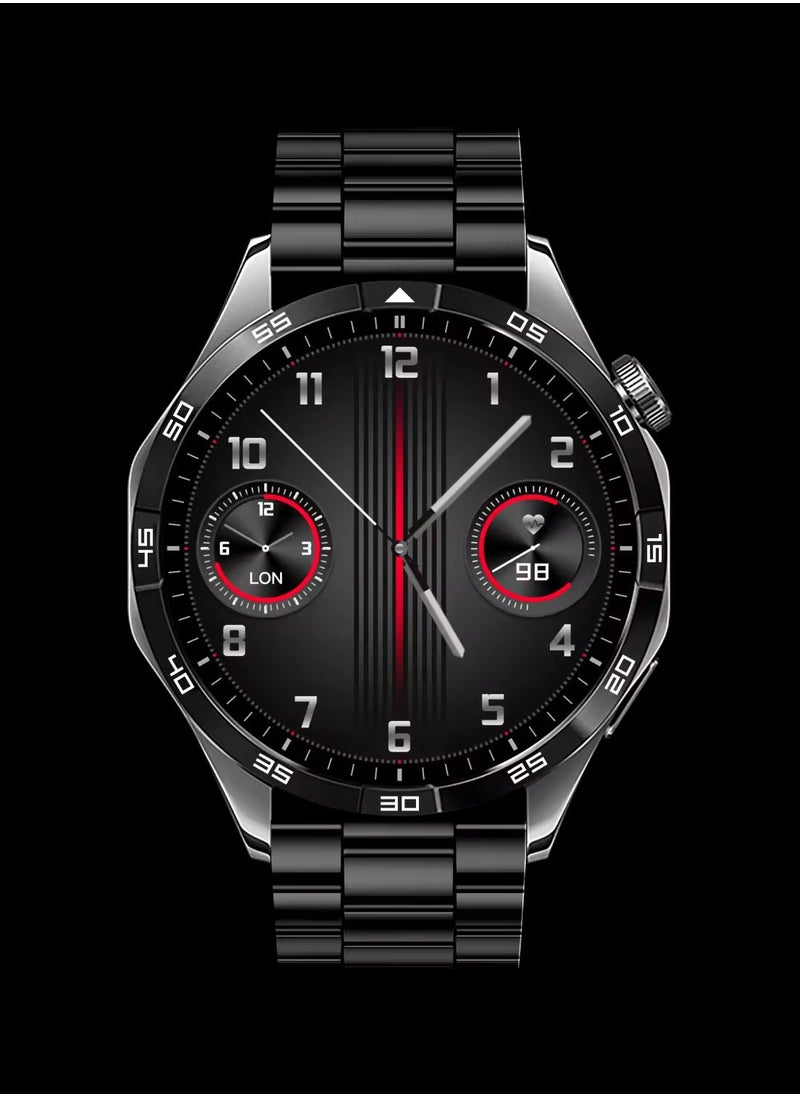 modio - Modio MR70 Round Shape Smart Watch With 4 Pair Straps and Wireless Charger For Gents and Boys Black - Image 1