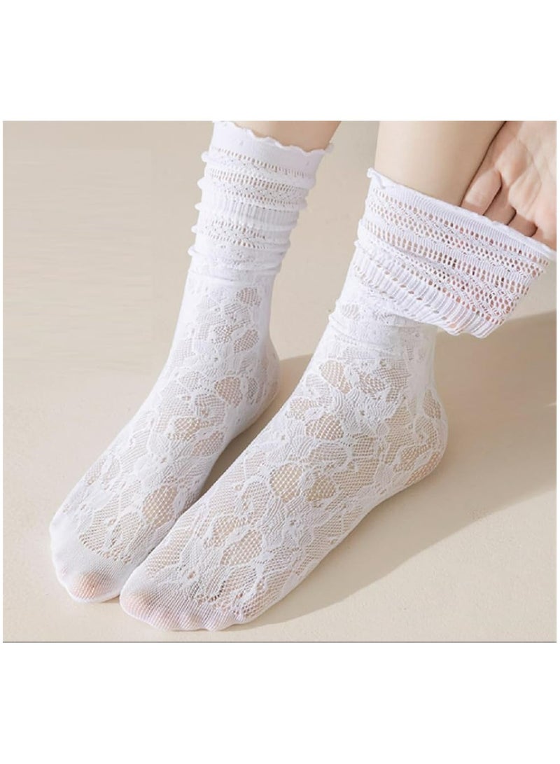 CMGTYYD. 3 أزواج من الجوارب الدانتيل، جوارب كشكش كشكش بوبي جوارب كاجوال قطنية مريحة نصف مريحة للسيدات، جوارب صيفية ماصة للعرق قابلة للتنفس، جوارب كاحل نسائية من الدانتيل، خلخال نسائي - Image 3