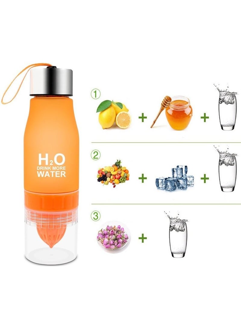 H2O 650ml Creative Christmas Plastic Fruit Infusion Water Bottle Outdoor Sports Lemon Juice Bottles Portable Pumpkin Drinkware - Image 3