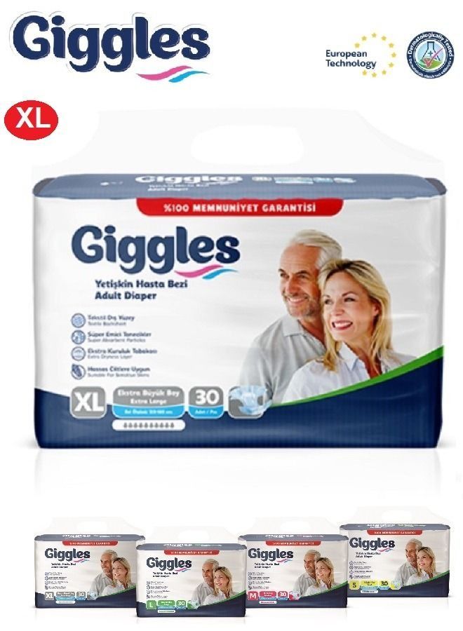 Giggles Adult Diapers Briefs XL 30 Pieces - Image 1