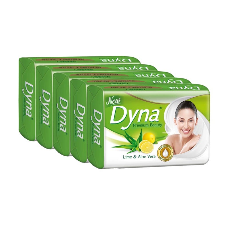Dyna Lime Aloevera Extracts Beauty Soap 100gm x 5 Grade 1 Soap with 76 TFM - Image 1