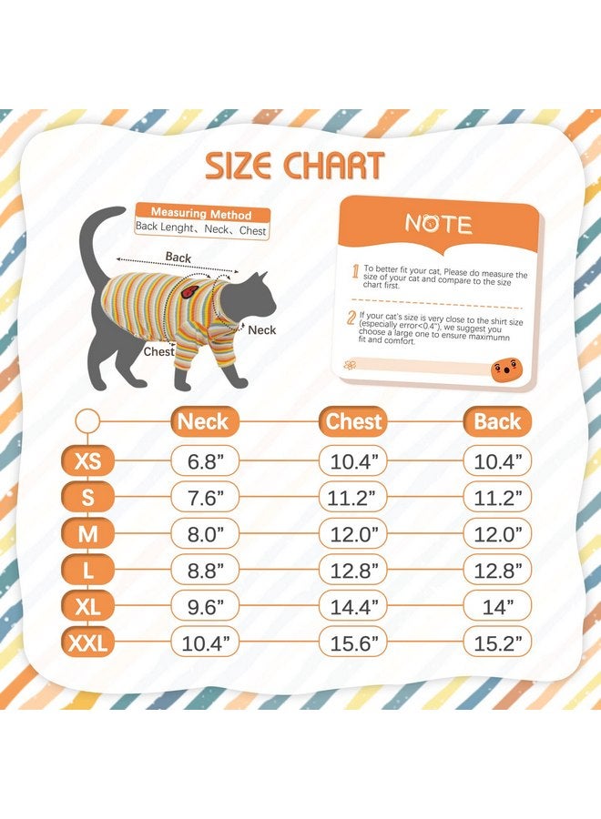 DENTRUN DENTRUN Hairless Cats Shirt Breathable Cat Daily Wear Clothes Stripe Vest Adorable Pajamas Jumpsuit Soft & Skin-Friendly - Image 5