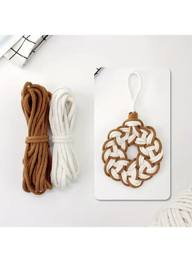 Macrame Coaster DIY Kit Caramel Y12 Natural N01 Round Pattern Beginner Tutorial - Image 1