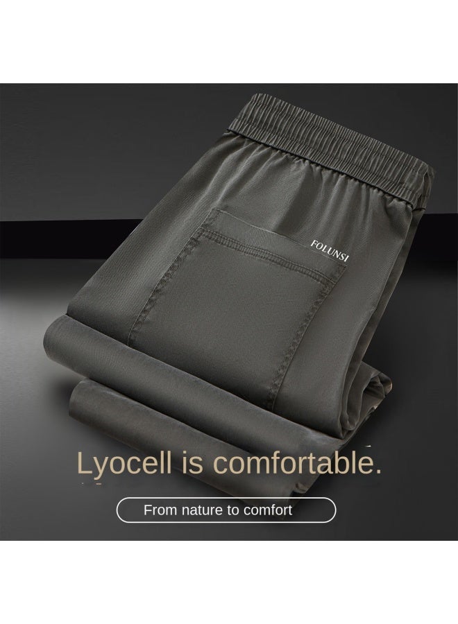 FOLUNSI With Lyocell】men's Elastic Waist Straight Leg Pants - Versatile Casual Trousers For Work & Leisure - Image 2