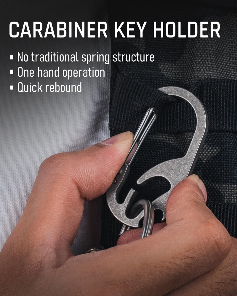 TISUR Titanium Carabiner Keychain Clip, Anti-Lost Key Ring Holder, Heavy Duty Key Chain Bottle Opener for Men Women (Gray(1-Pack)) - Image 3