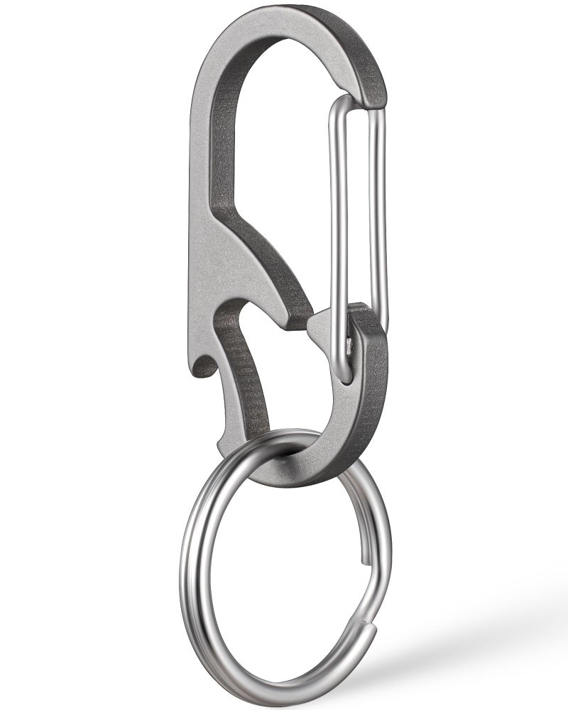 TISUR Titanium Carabiner Keychain Clip, Anti-Lost Key Ring Holder, Heavy Duty Key Chain Bottle Opener for Men Women (Gray(1-Pack)) - Image 1