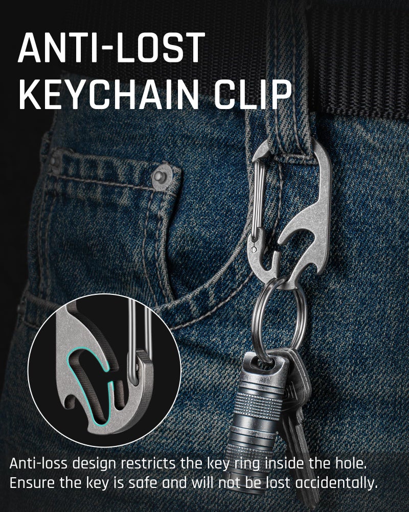 TISUR Titanium Carabiner Keychain Clip, Anti-Lost Key Ring Holder, Heavy Duty Key Chain Bottle Opener for Men Women (Gray(1-Pack)) - Image 5