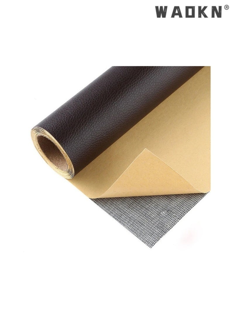 كيلا شريط لاصق ذاتي اللصق لإصلاح الجلد مقاس 50 × 137 سم، شريط لاصق كبير مزخرف يدويًا بنمط الليتشي لإصلاح الأرائك والأحذية ومقاعد السيارات وحقائب اليد والرقعة الجلدية الأخرى (أسود) - Image 2