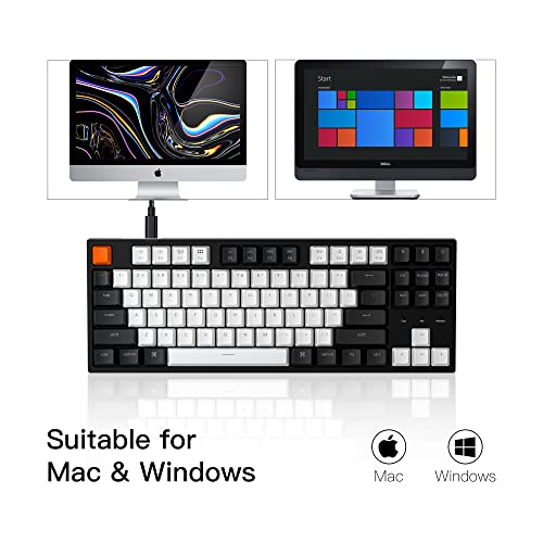 Keychron كيبورد ميكانيكي سلكي قابل للتبديل السريع من نوع Keychron C1 مع مفتاح Gateron G Pro Brown / أغطية مفاتيح ABS مطبوعة مزدوجة / إضاءة خلفية بيضاء / كابل USB Type-C، بدون لوحة أرقام 87 مفتاح لماك وويندوز - Image 5