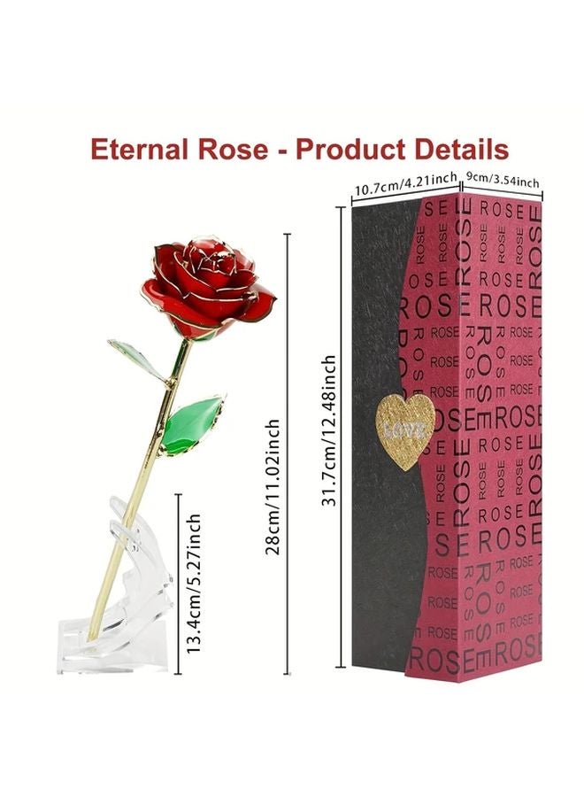 24K Gold Plated Eternal Rose Real Flower Holder Romantic Gift For Valentine Day - Image 4