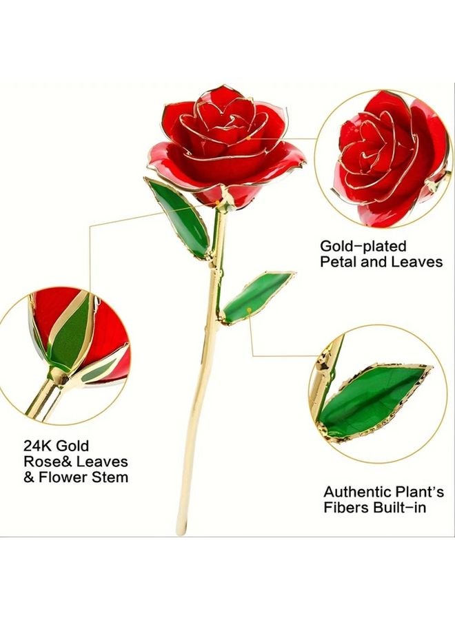 24K Gold Plated Eternal Rose Real Flower Holder Romantic Gift For Valentine Day - Image 3