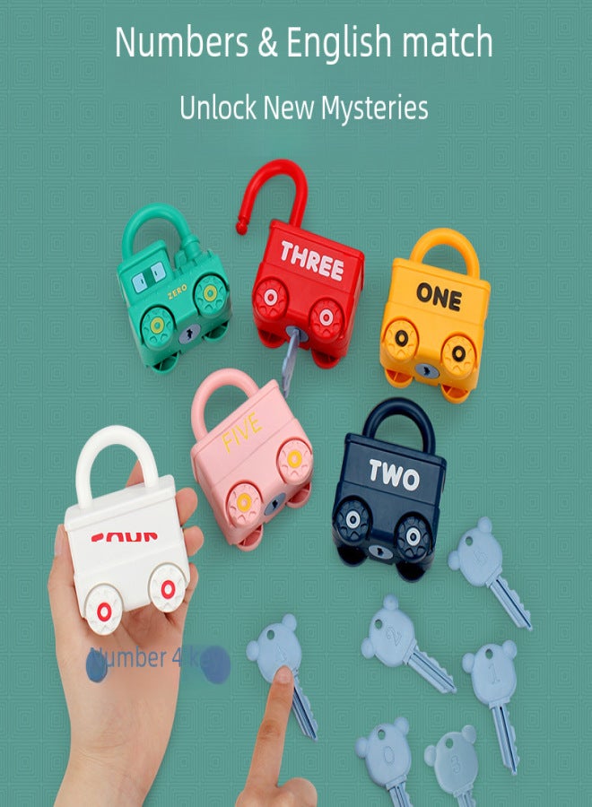 Cross-border Children's Toys Unlock Fire Team Baby's Montessori Teaching Aware Early Education Cognitive Puzzle Unlock Small Train(Dessert car key) - Image 5