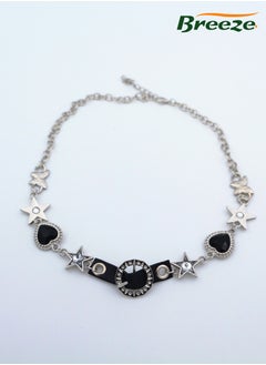 Breeze 2-piece set of women's niche black diamond punk style choker necklace  - Image 4