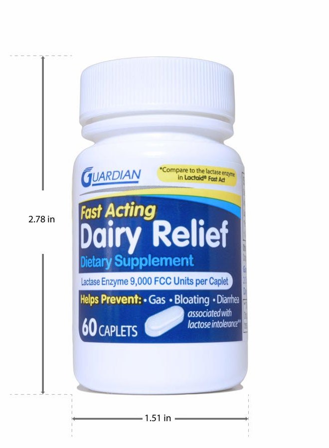 GUARDIAN Dairy Relief Fast Acting Caplets, 9000 FCC, Lactose Intolerance Pills, Lactase Enzyme (360CT (Bottles)) - Image 3