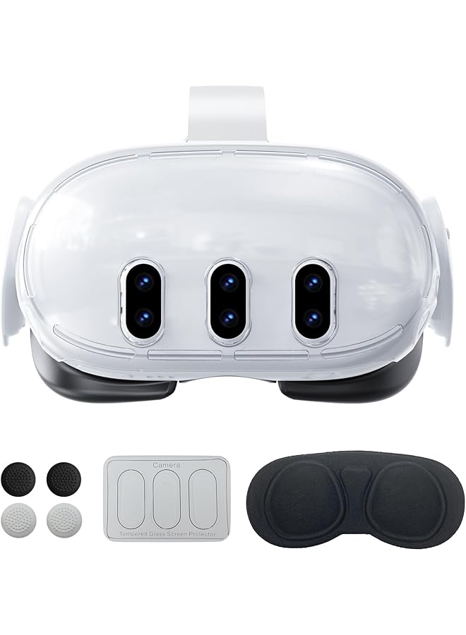 Green Tiger Compatible with Meta Quest 3 Accessories, Protective Shell Cover for Oculus Quest 3, VR Accessories Included Transparent Shell Cover, Lens Tempered Film, Lens Cover, Joystick Caps - Image 1