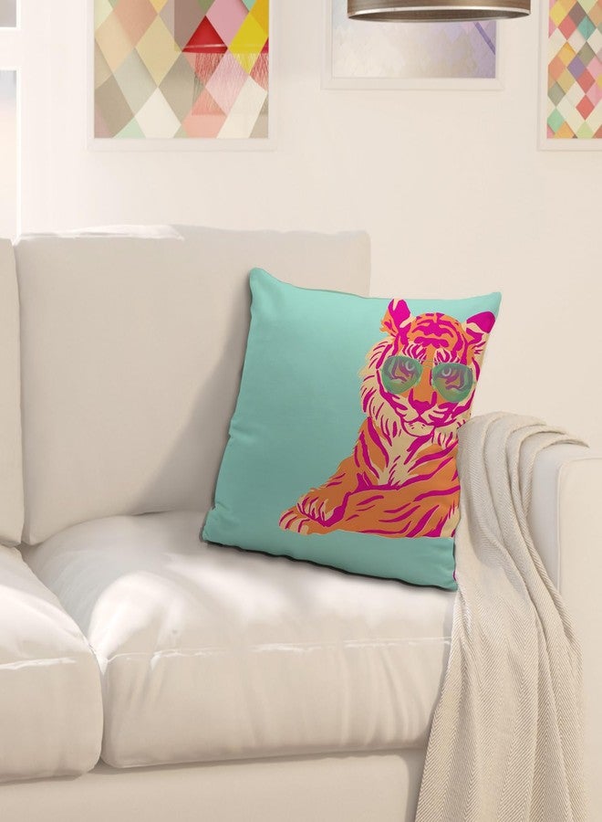 Nvotell Pink Tiger Pillow Covers - Colorful Pink and Orange Throw Pillow Covers 18x18, Retro Funky Preppy Tiger Room Decor for Teen Girls (Teal) - Image 3
