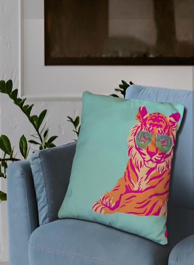 Nvotell Pink Tiger Pillow Covers - Colorful Pink and Orange Throw Pillow Covers 18x18, Retro Funky Preppy Tiger Room Decor for Teen Girls (Teal) - Image 4