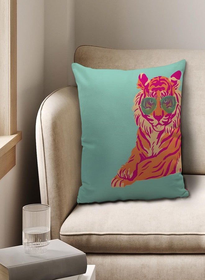 Nvotell Pink Tiger Pillow Covers - Colorful Pink and Orange Throw Pillow Covers 18x18, Retro Funky Preppy Tiger Room Decor for Teen Girls (Teal) - Image 2