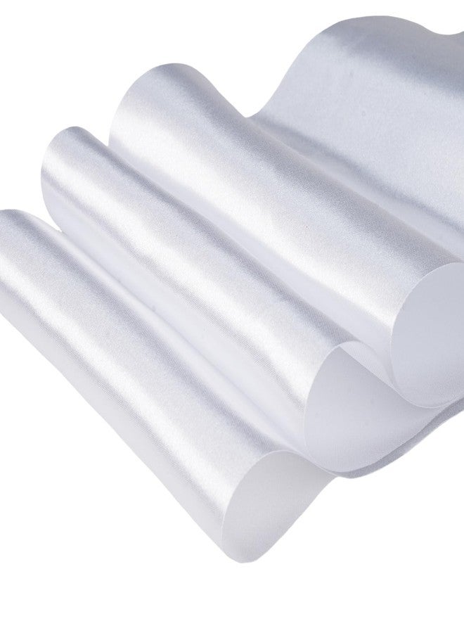 SDZMDL White Satin Ribbon 6 Inch, Continuous 27 Yards/roll Solid Wide Ribbon for Chair Sashes Party Decor Cutting Ceremony Grand Opening Car Big Bows Wedding. - Image 2