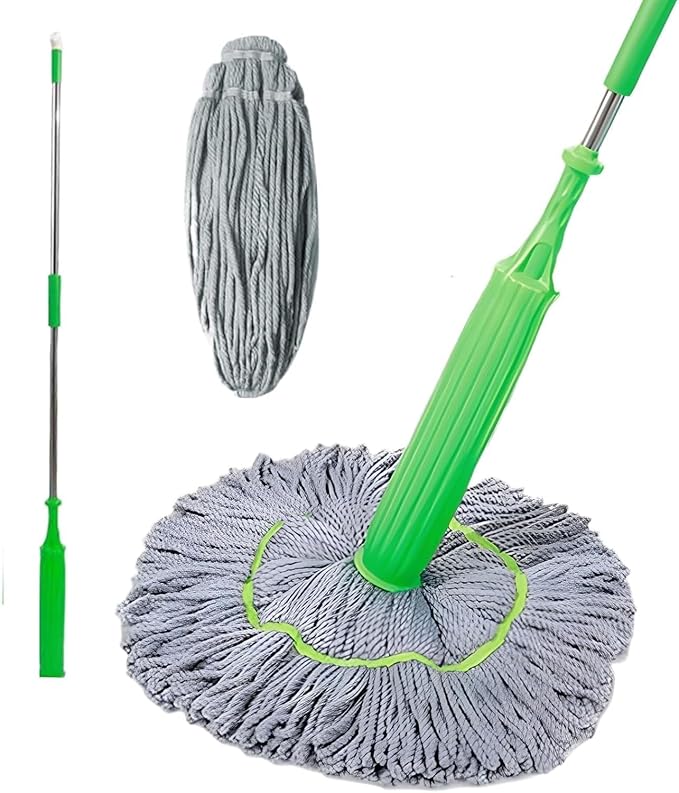 NOBILEA 2 in 1 Dehydrated Floor Cleaning Mop 360 Rotatable Adjustable Spin Round Mop SelfWringing Twist Mops Scratch Mop - Image 1