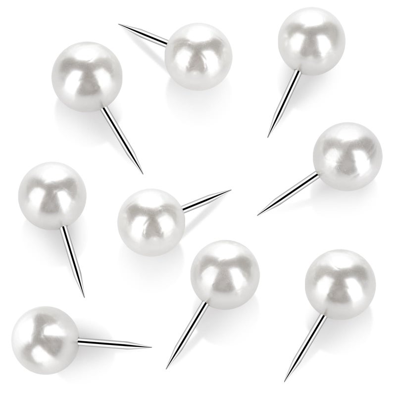 Wteehn 60 Pcs Push Pins, Thumb Tacks for Decorative Wall, Pearl White Thumbtacks for Bulletin Board Corkboard Map Calendar Photo Home Office - Image 3