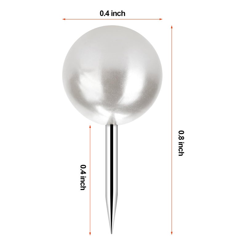 Wteehn 60 Pcs Push Pins, Thumb Tacks for Decorative Wall, Pearl White Thumbtacks for Bulletin Board Corkboard Map Calendar Photo Home Office - Image 2