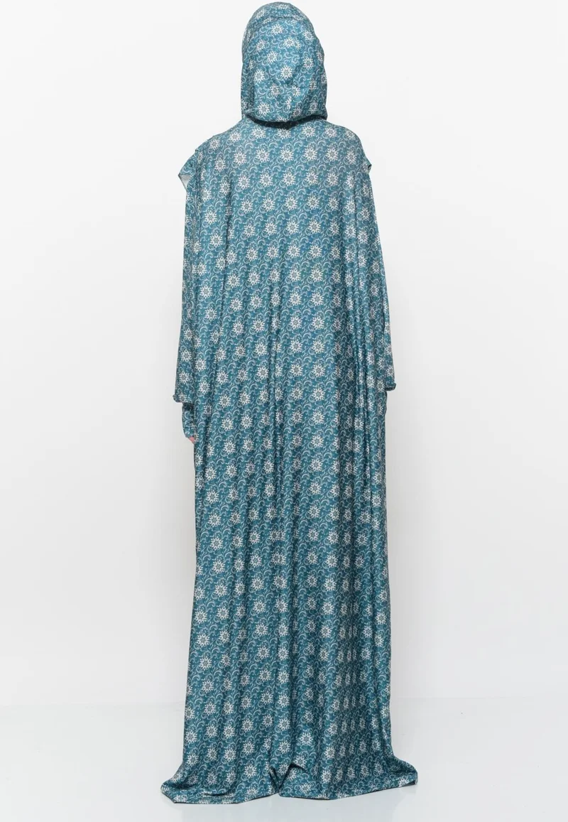 Altobeh Practical One Piece Sun Patterned Sleeves Removable Lycra Hijab Prayer Dress with Headscarf 990 0315