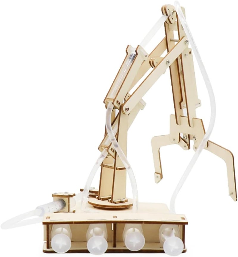 ذراع روبوت هيدروليكي نموذج حفار خشبي تعليمي STEM علمي فكوك ميكانيكية DIY مجموعة بدء حفار DIY للبالغين مجموعات بناء علمية - Image 3