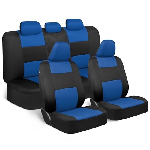 BDK PolyPro Blue Car Seat Covers Full Set with 4-Piece Car Floor Mats - Two-Tone Seat Covers for Cars with Carpet, Interior Covers for Auto Truck Van SUV - Image 3