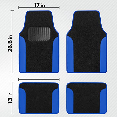 BDK PolyPro Blue Car Seat Covers Full Set with 4-Piece Car Floor Mats - Two-Tone Seat Covers for Cars with Carpet, Interior Covers for Auto Truck Van SUV - Image 2