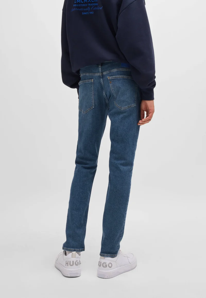 هوجو Extra-slim-fit jeans in navy stonewashed stretch denim