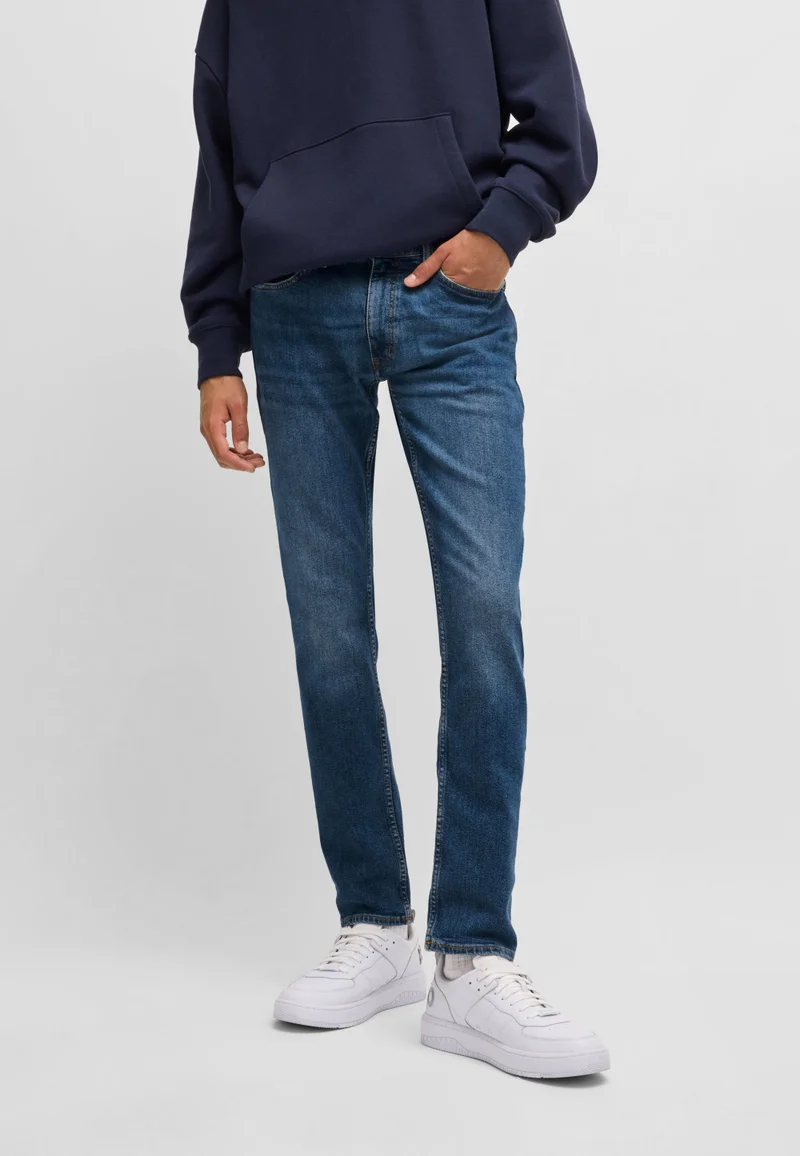 هوجو Extra-slim-fit jeans in navy stonewashed stretch denim